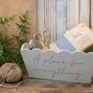 Grey Scalloped Wooden Crate with Quote