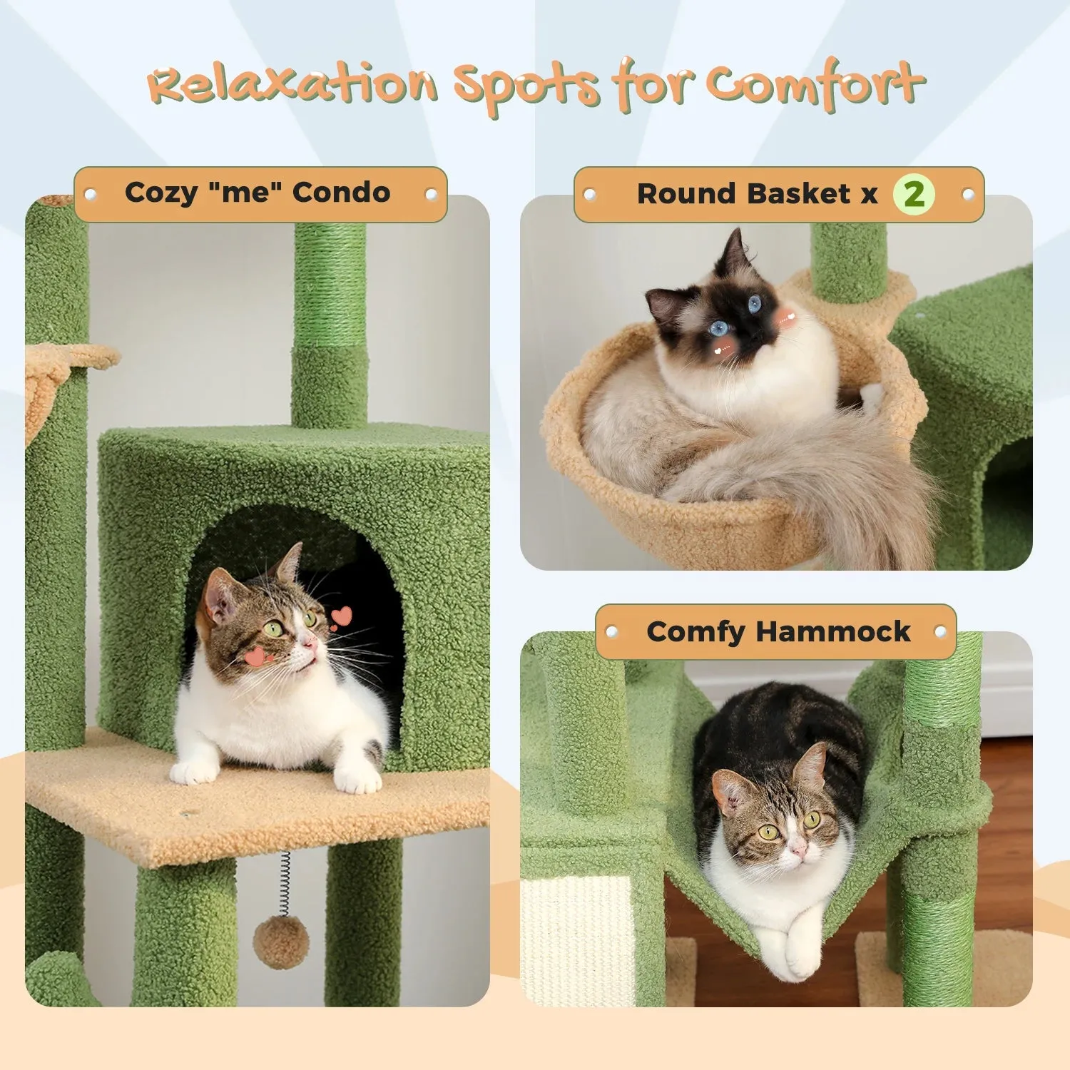 Multi-Level Cat Tree Tower with Scratching Post and Cozy Condo