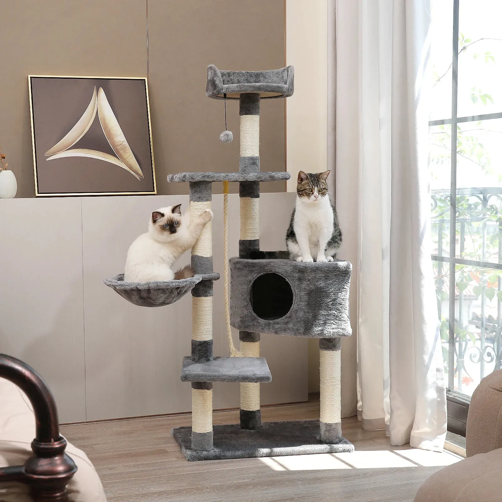 Multi-Level Cat Tree Tower with Scratching Post and Cozy Condo