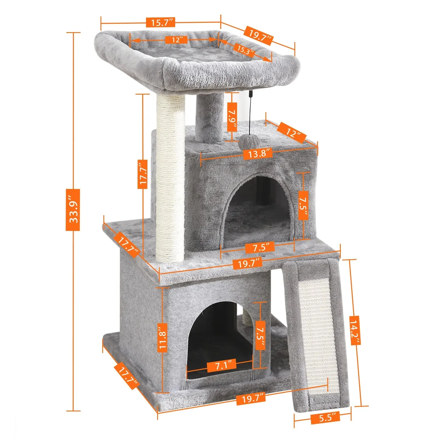 Multi-Level Cat Tree Tower with Scratching Post and Cozy Condo
