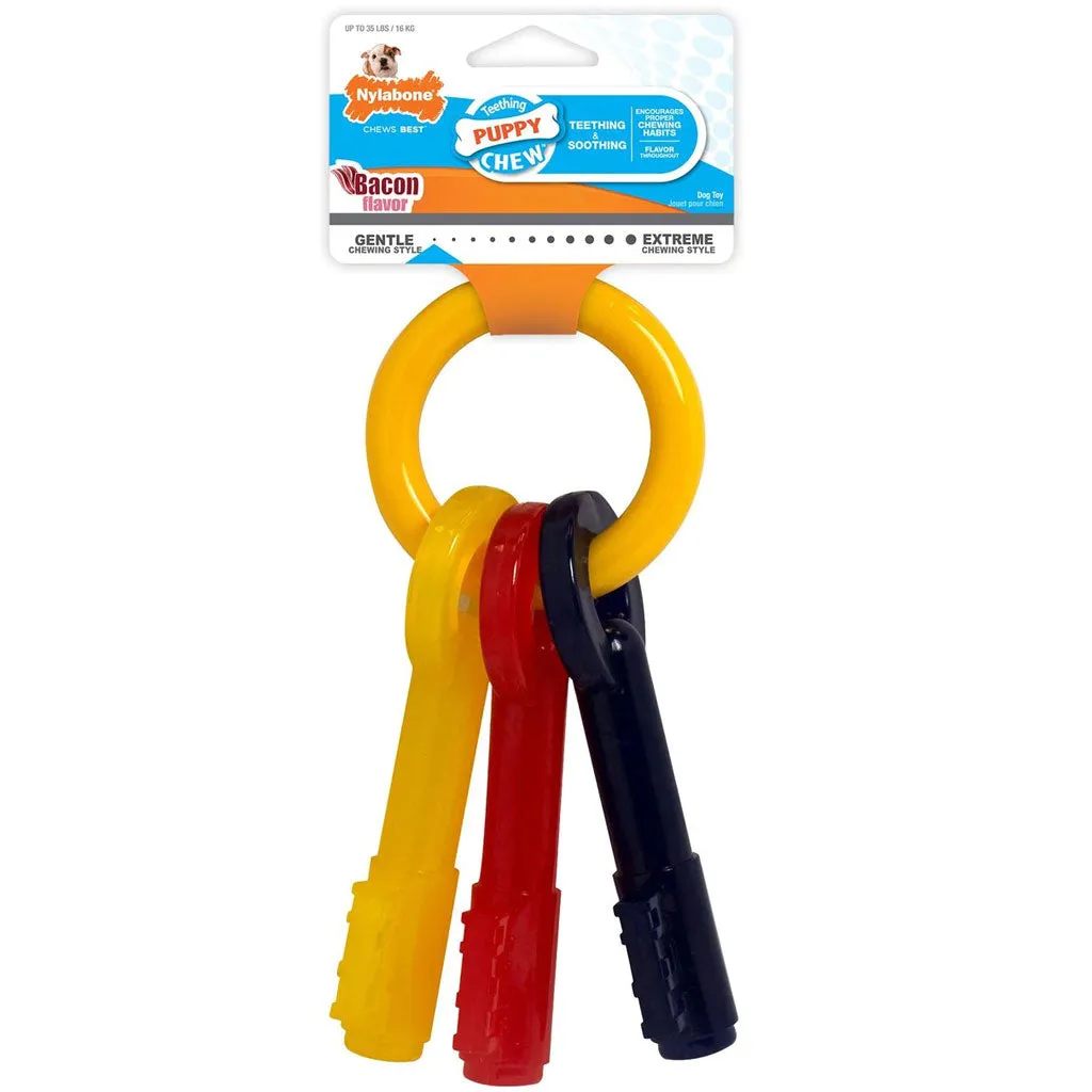 Nylabone Teething Keys Puppy Chew Bacon Flavored Dog Toy