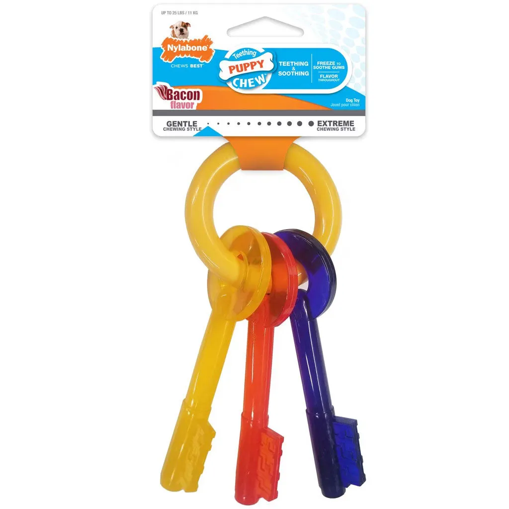 Nylabone Teething Keys Puppy Chew Bacon Flavored Dog Toy