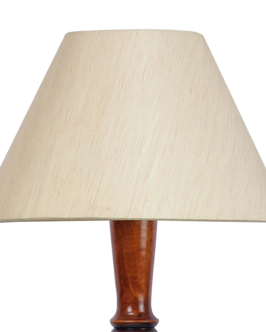Off White Cotton Conical Wooden Floor Lamp | 5 Feet
