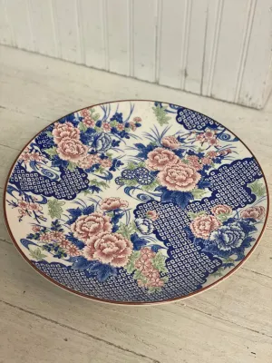 Pink and Blue Floral Plate (12)