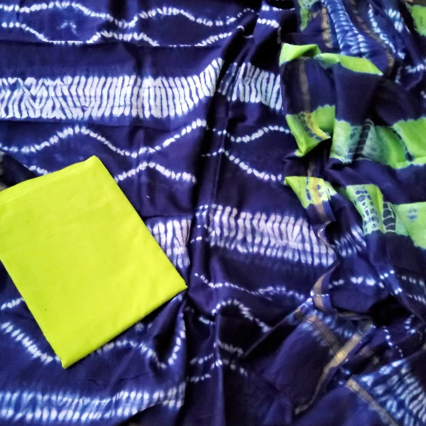 Tie and Dye Chanderi Silk Cotton Dress Material