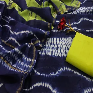 Tie and Dye Chanderi Silk Cotton Dress Material