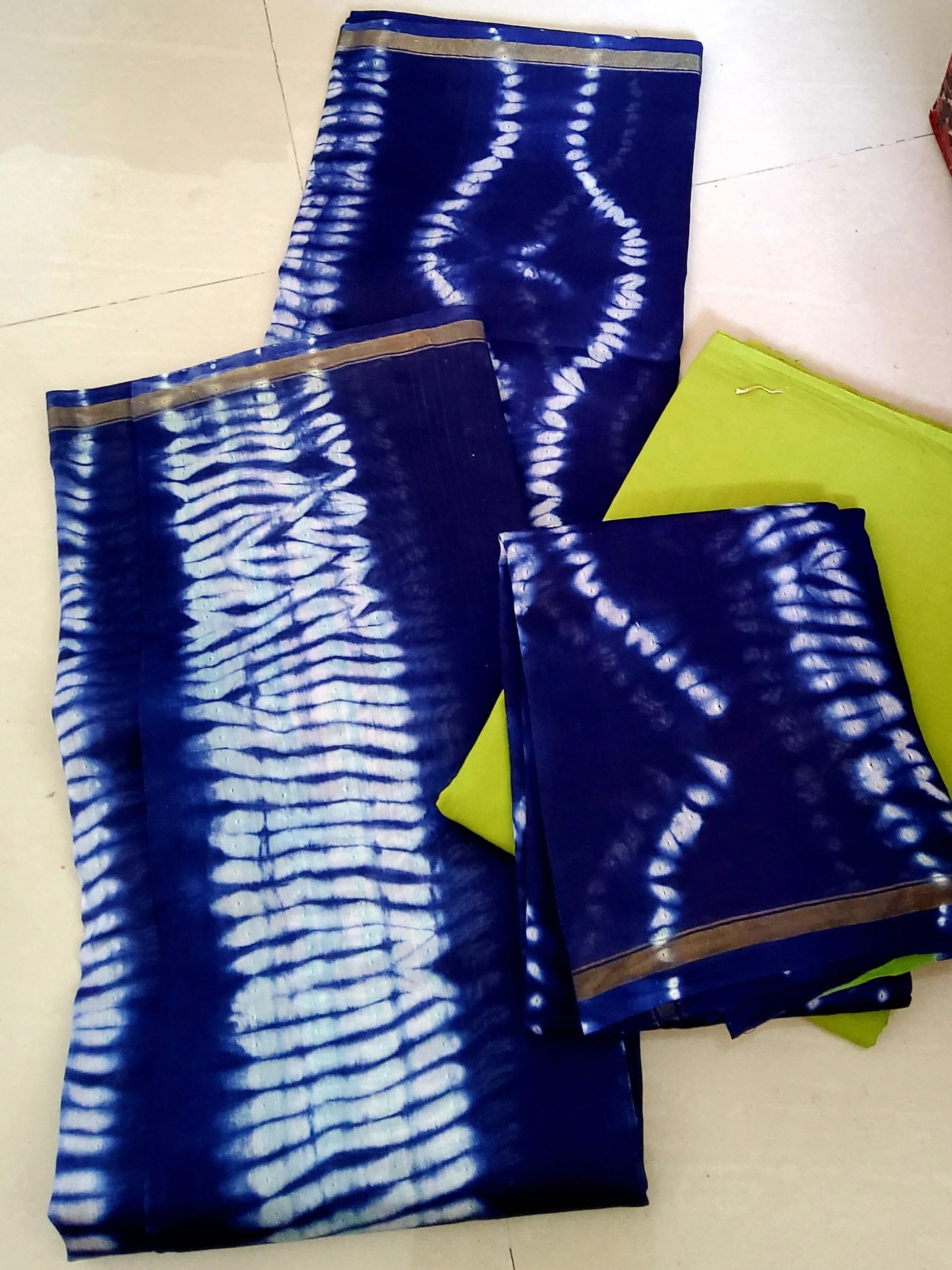 Tie and Dye Chanderi Silk Cotton Dress Material