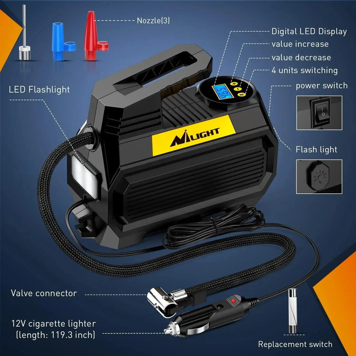 Tire Inflator Air Compressor Pump