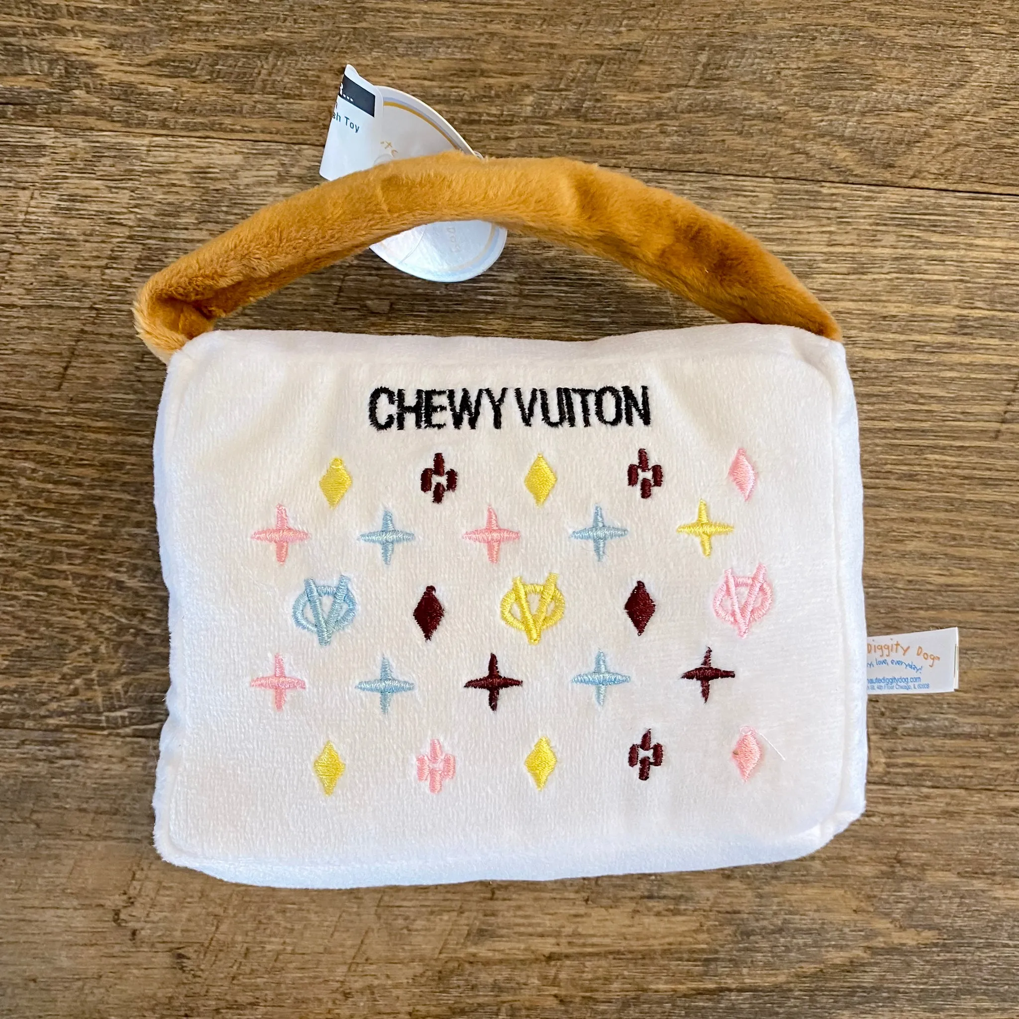 White Chewy Vuiton Large Handbag Plush Toy